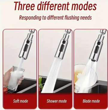 Pulvérisateur de douche anti-éclaboussures, 3 Modes, filtre de cuisine, extension de robinet, tête en alliage métallique, économiseur d'eau, robinet universel pour la maison