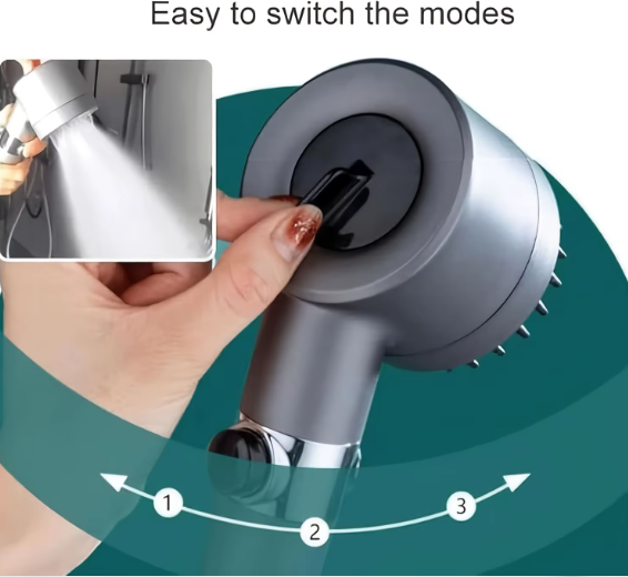 Pommeau de douche ionique avec douche à filtre portatif, turbocompresseur avec plusieurs modes de pulvérisation, interrupteur marche/arrêt du filtre intégré