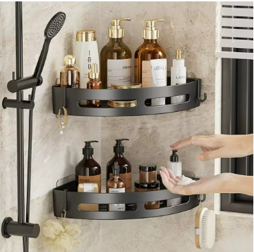 Étagères de rangement adhésives pour salle de bain, porte-shampoing, porte-serviettes d'angle, sans perçage