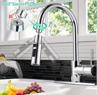 Pulvérisateur de douche anti-éclaboussures, 3 Modes, filtre de cuisine, extension de robinet, tête en alliage métallique, économiseur d'eau, robinet universel pour la maison